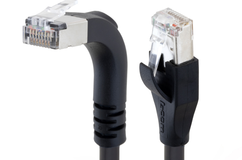 L-com Launches Cat5e Braid Shielded High-Flex Right-Angle Ethernet Patch Cords